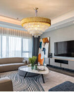 Luxury Golden Crystal Chandelier ( 600mm with 4 Layer Crystals) - Image 2