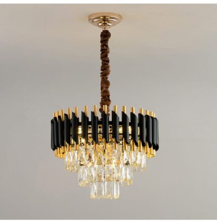 Luxury Black & Gold Crystal Chandelier
