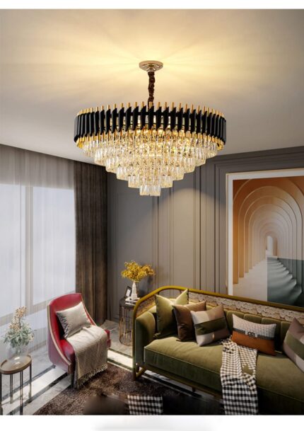 Black & Gold Crystal Chandelier (Size : Diameter 800mm )