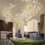 Luxury Handmade Glazed Glass Maple Leaf Chandelier