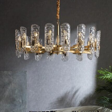 Water Drops Pattern Glass Chandelier Round